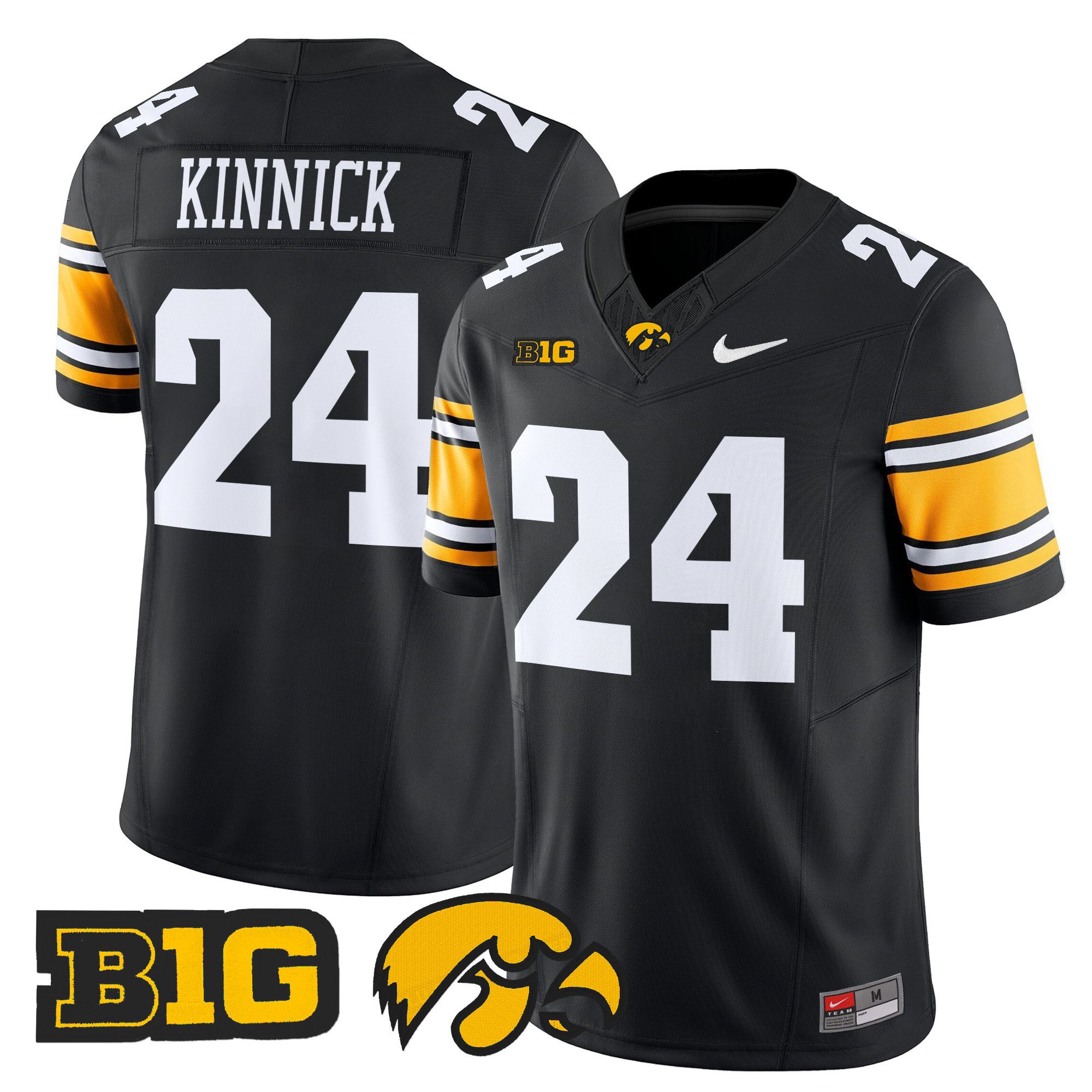 Men Iowa Hawkeyes #24 Kinnick Black Nike 2024 Vapor Limited NCAA Jersey style 1